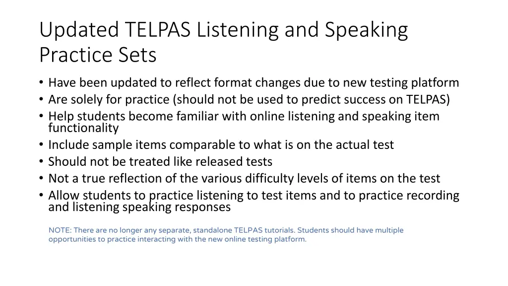 updated telpas listening and speaking practice