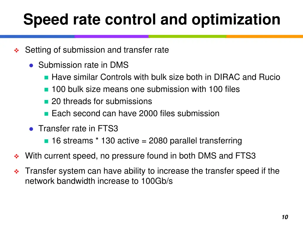 speed rate control and optimization