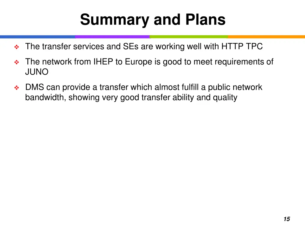 summary and plans