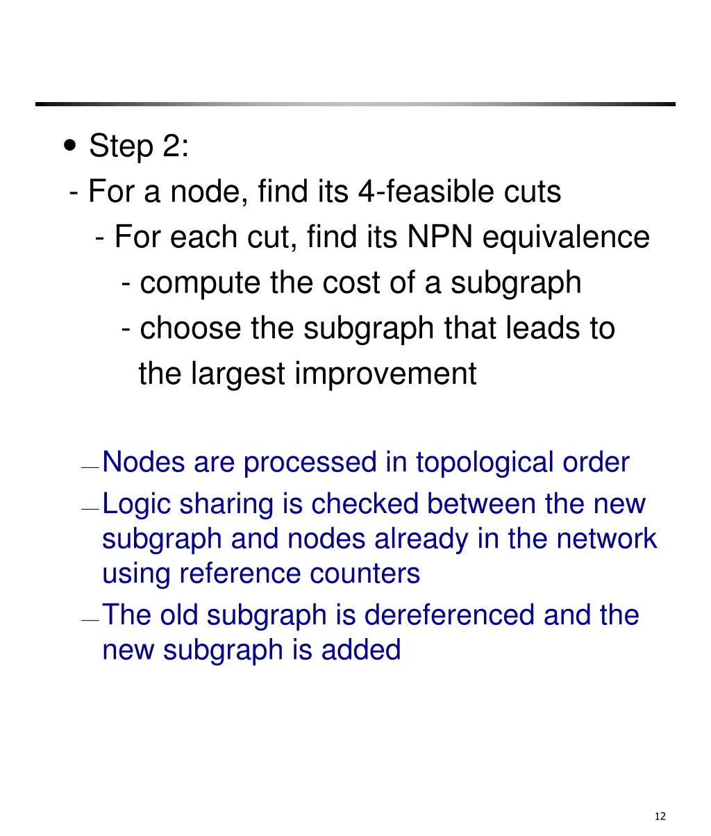 step 2 for a node find its 4 feasible cuts