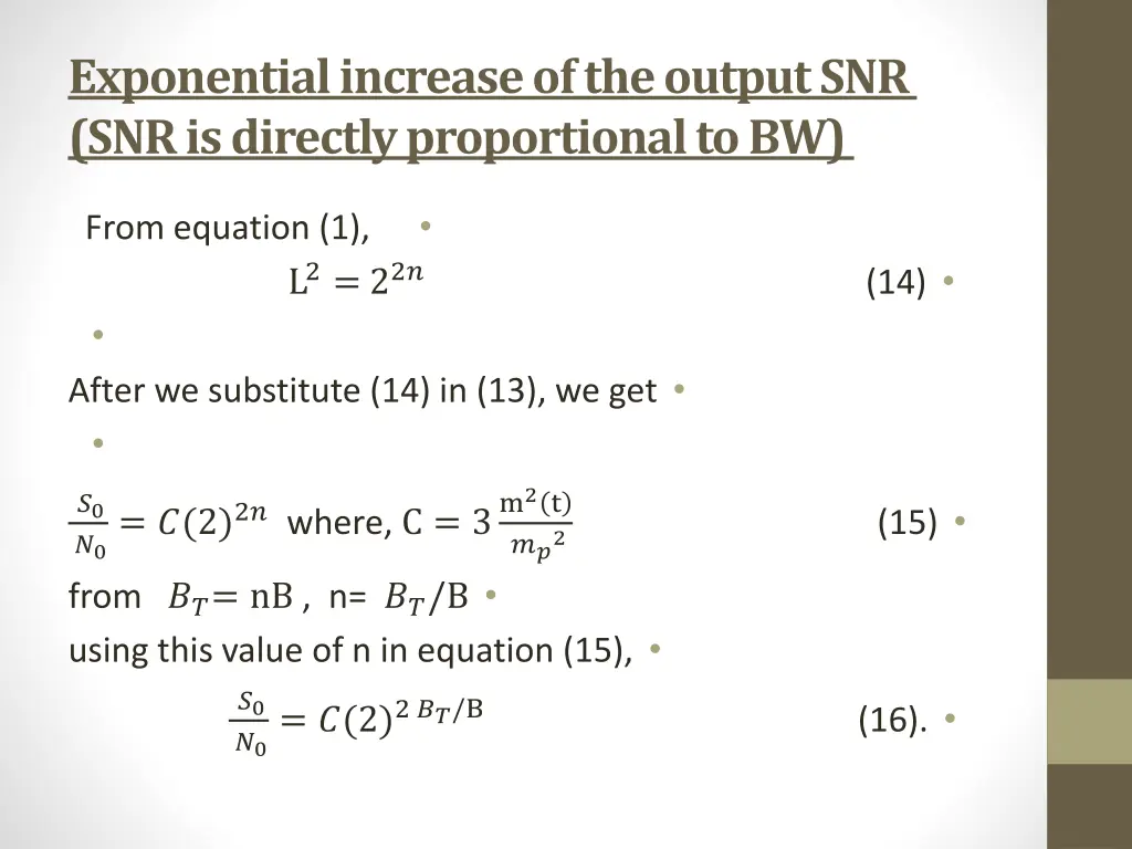 exponential increase of the output