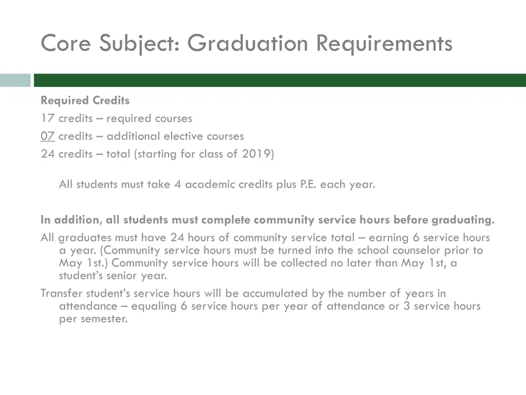 core subject graduation requirements 1