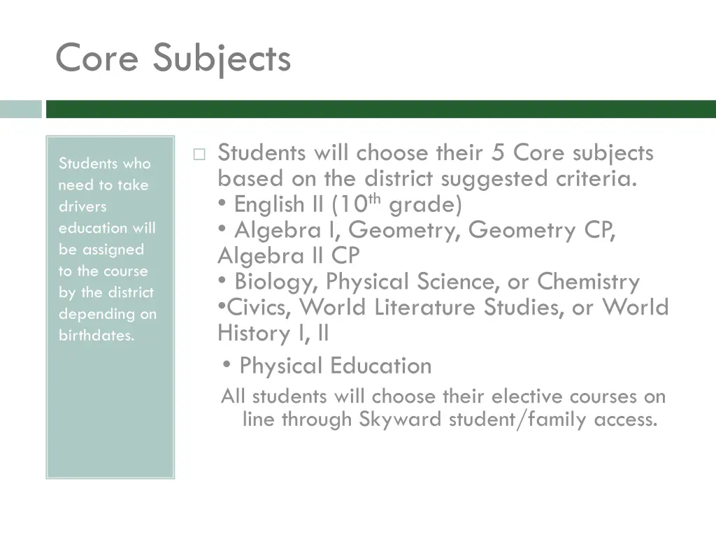 core subjects