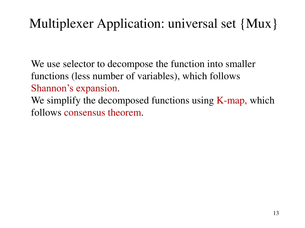 multiplexer application universal set mux