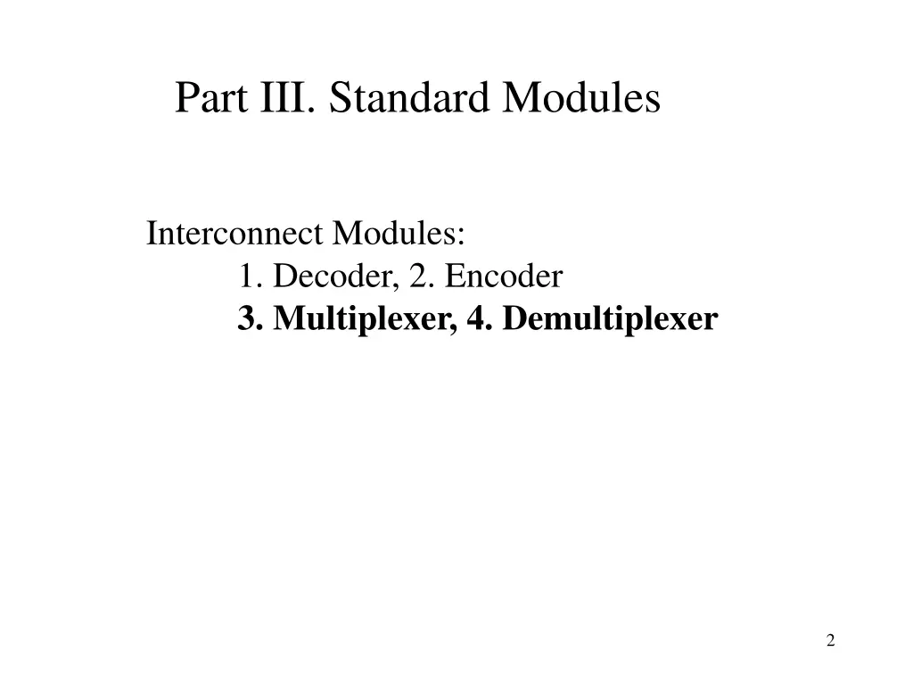 part iii standard modules