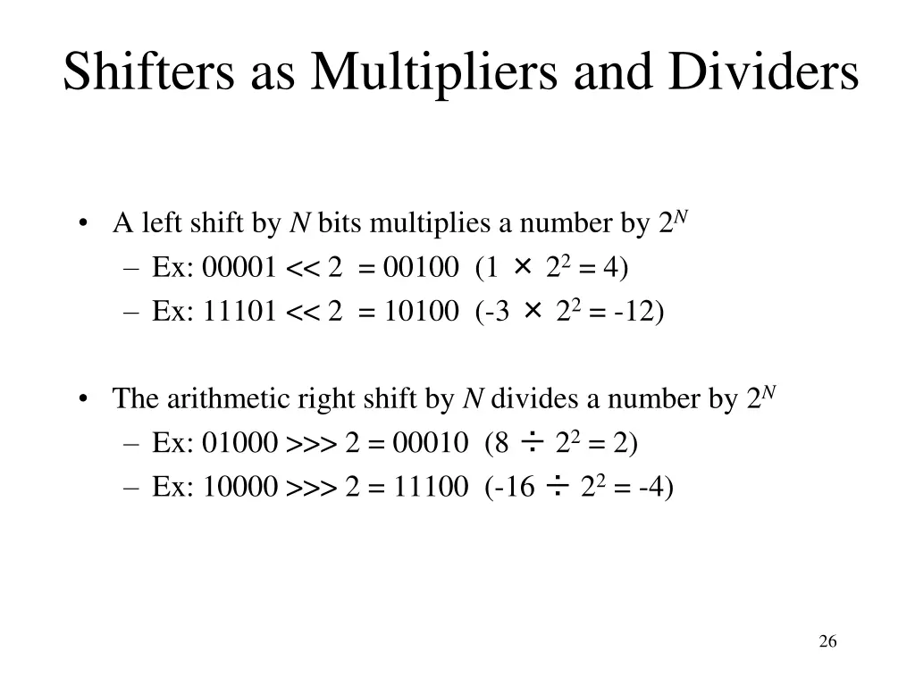shifters as multipliers and dividers