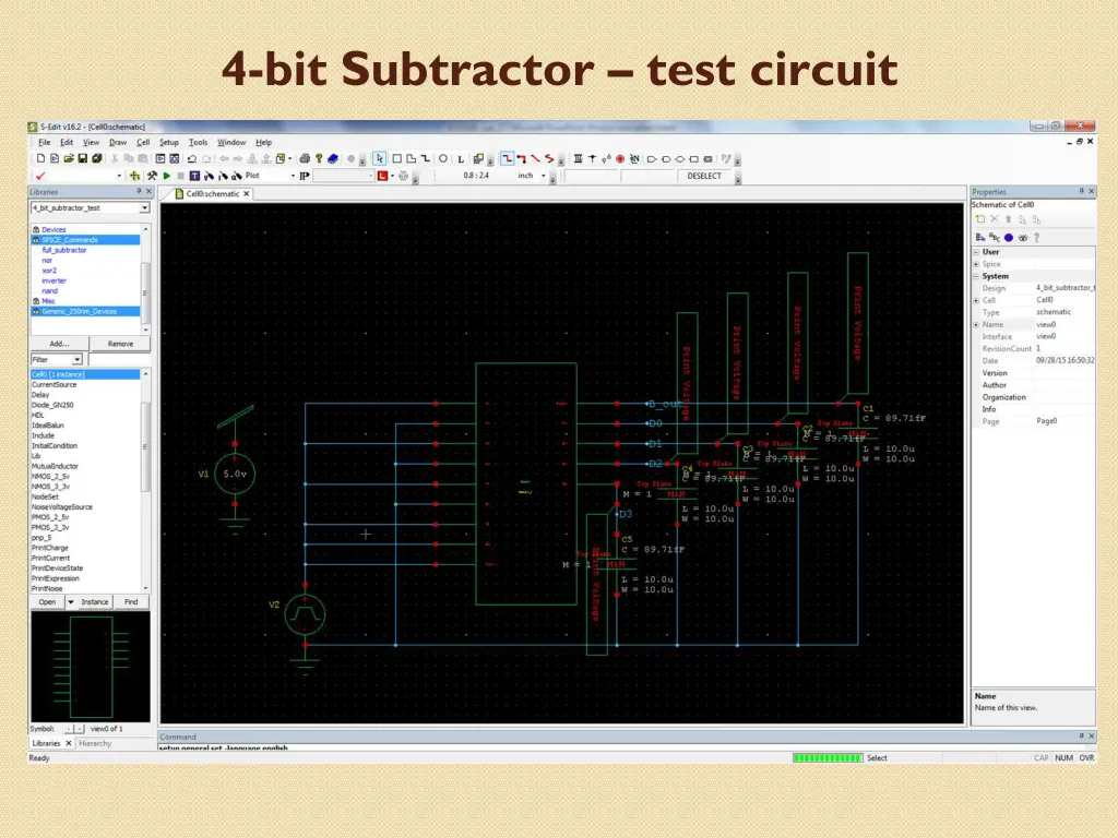 4 bit subtractor test circuit