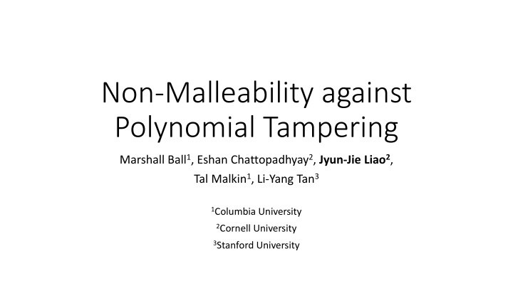 non malleability against polynomial tampering