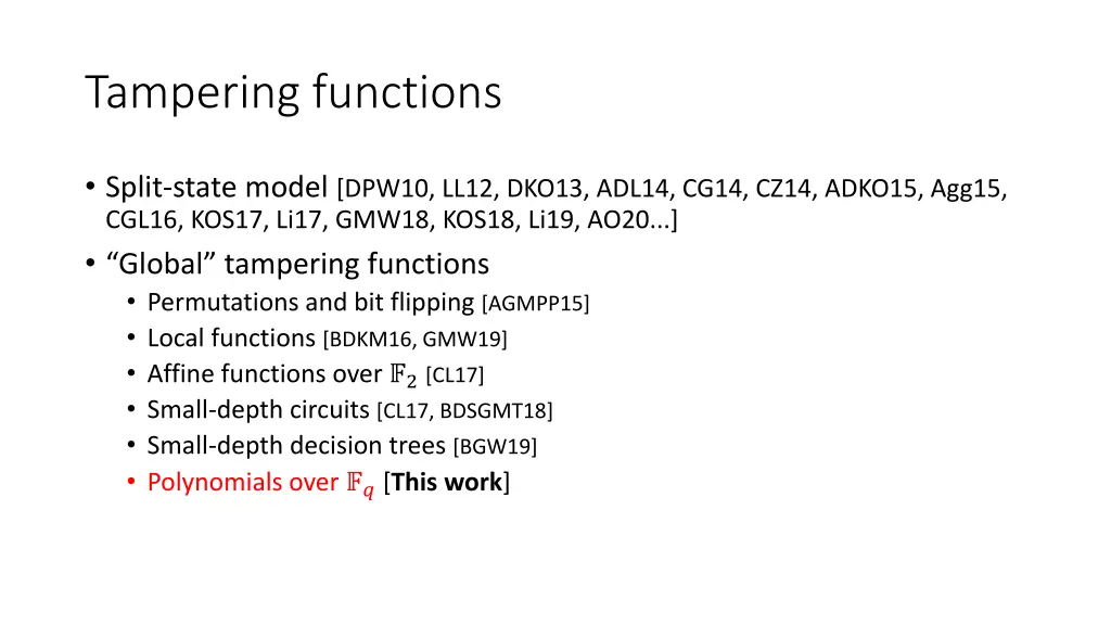 tampering functions