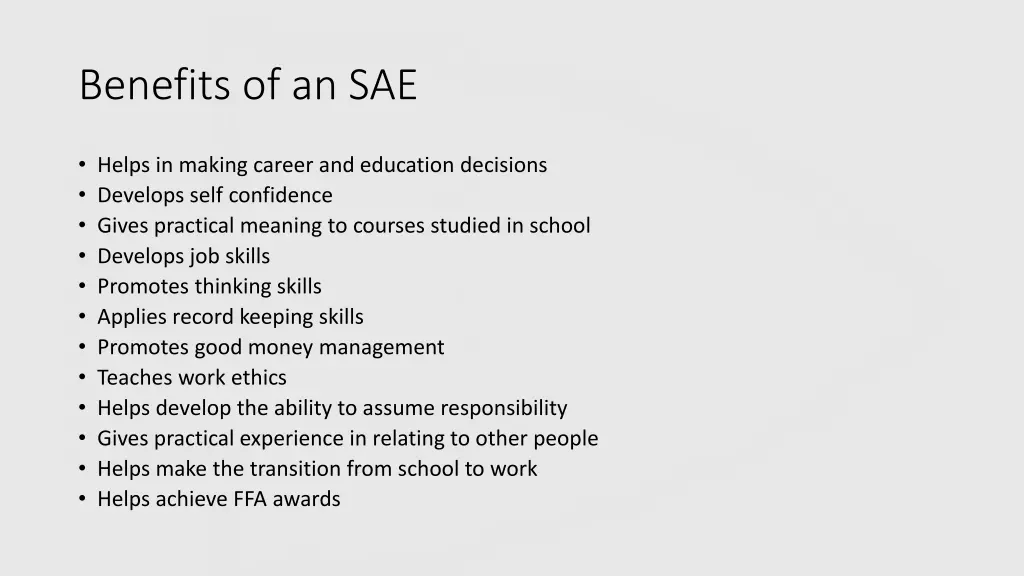 benefits of an sae