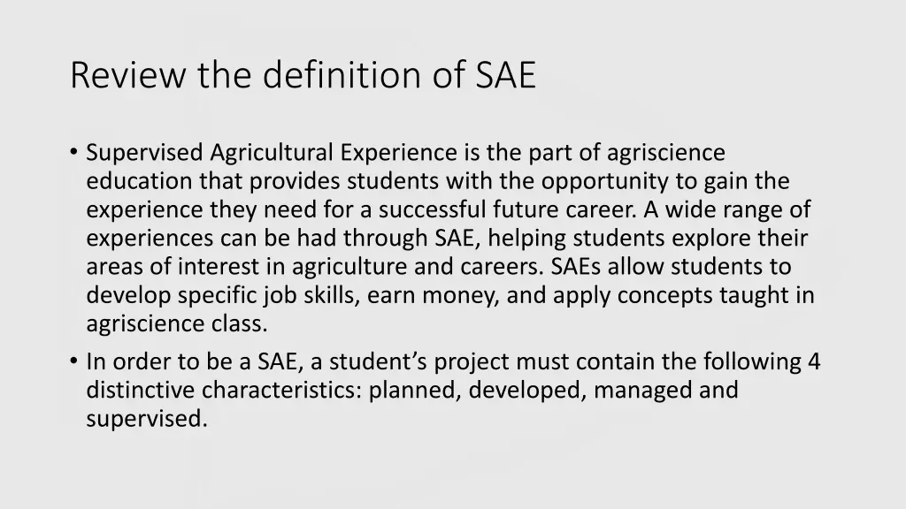 review the definition of sae
