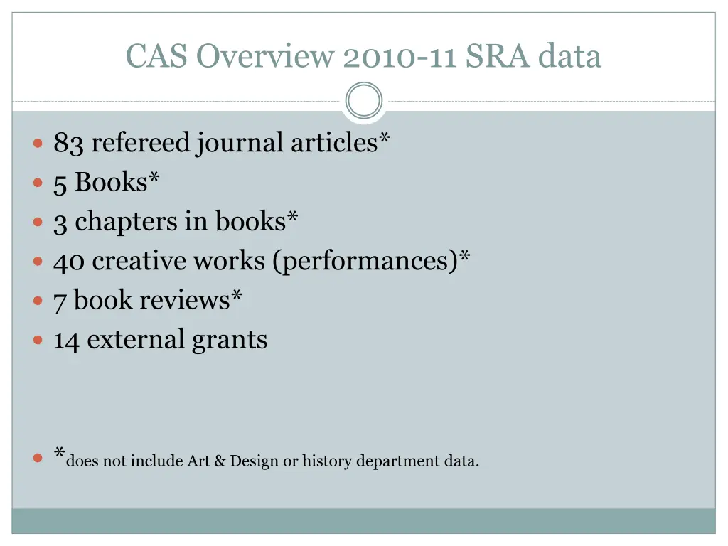 cas overview 2010 11 sra data