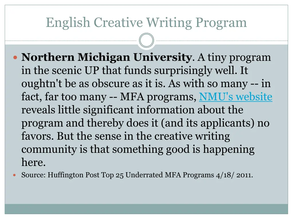 english creative writing program