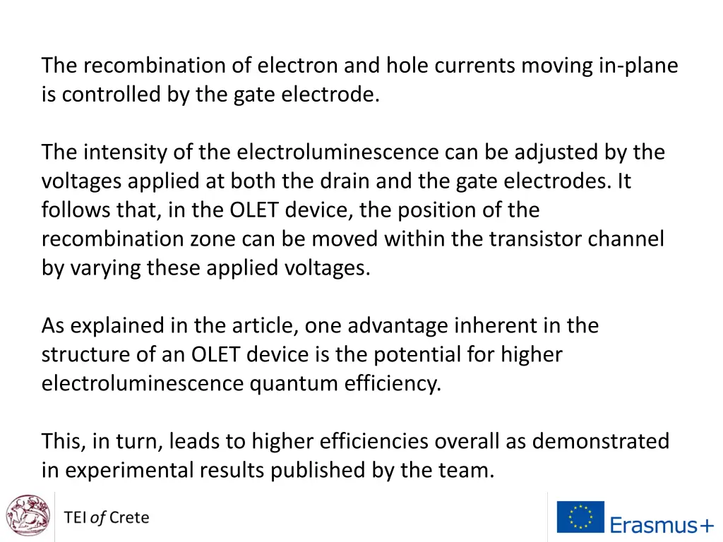 the recombination of electron and hole currents