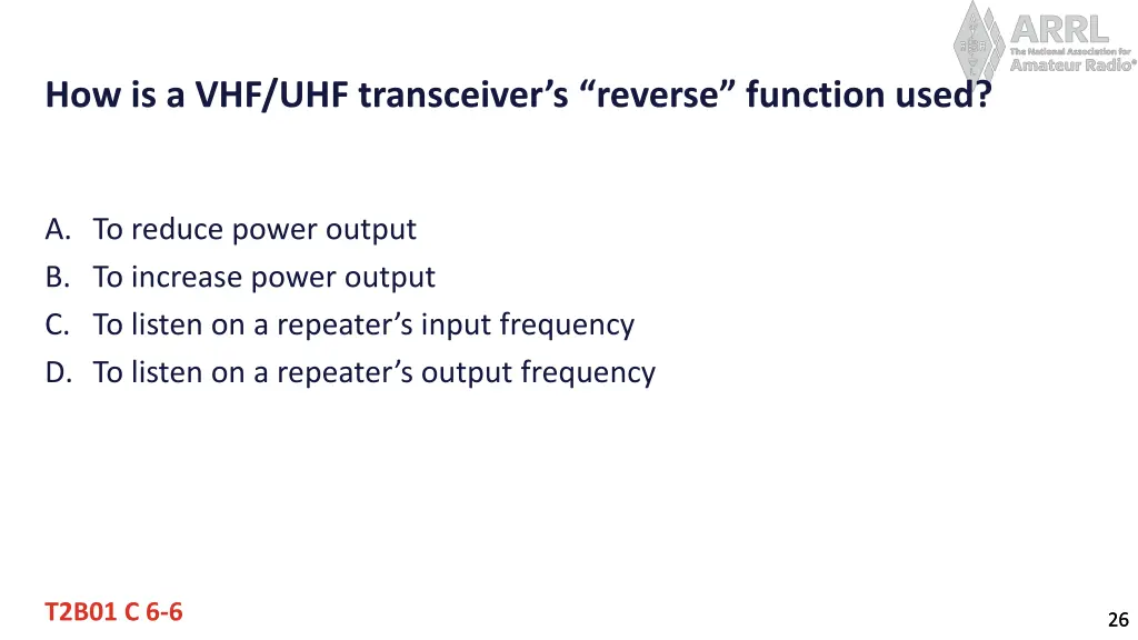 how is a vhf uhf transceiver s reverse function