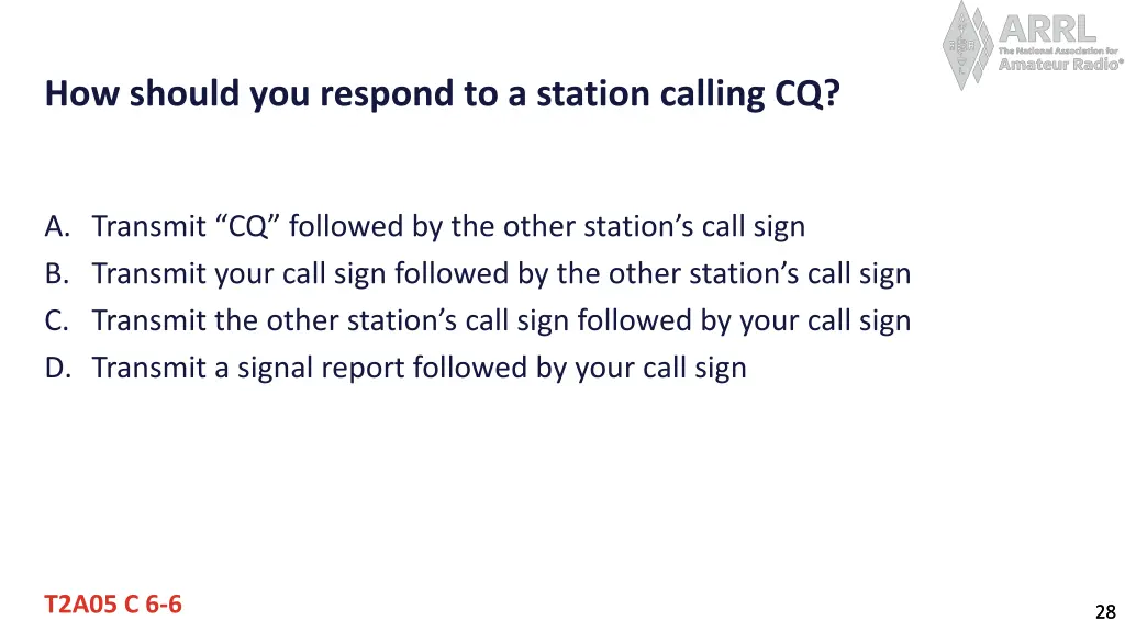 how should you respond to a station calling cq