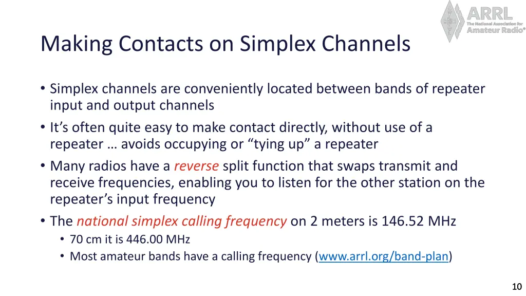 making contacts on simplex channels