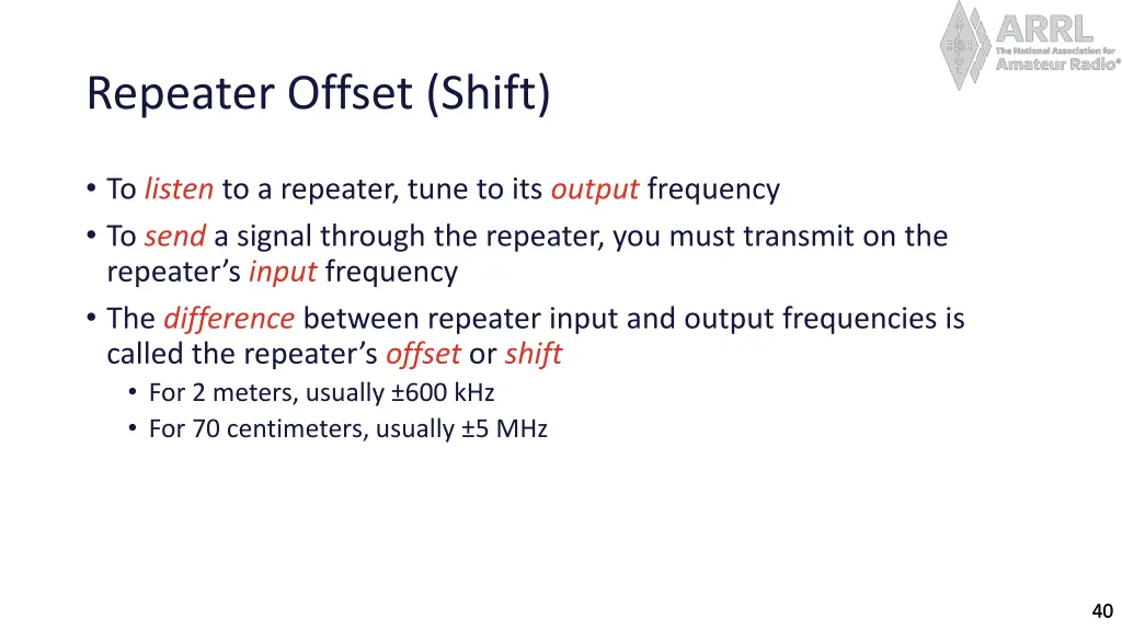 repeater offset shift