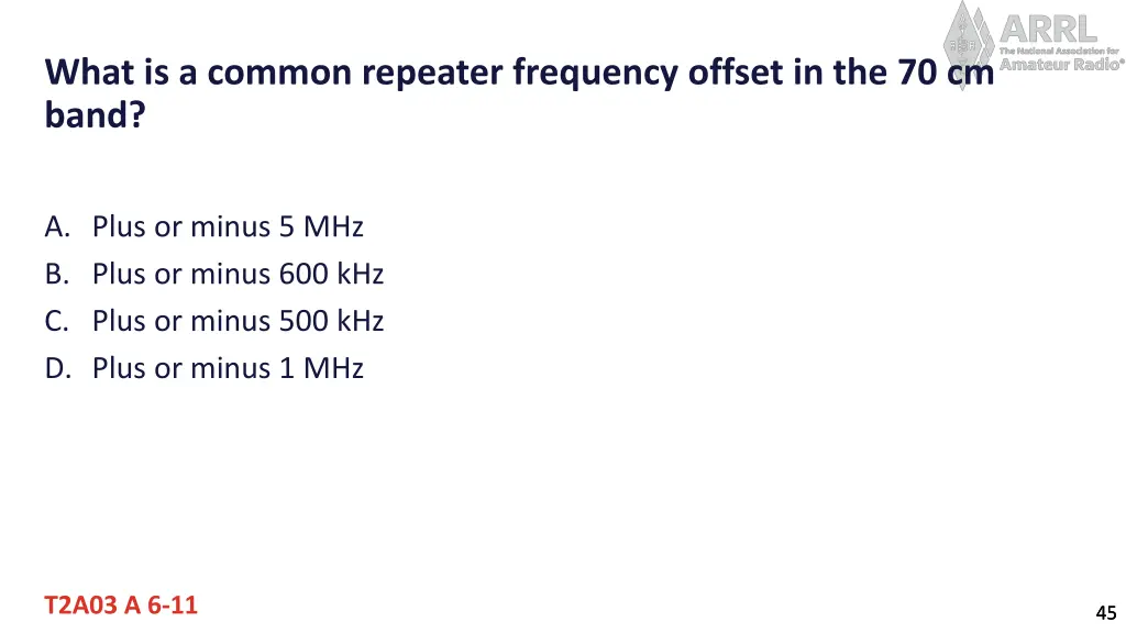 what is a common repeater frequency offset 1