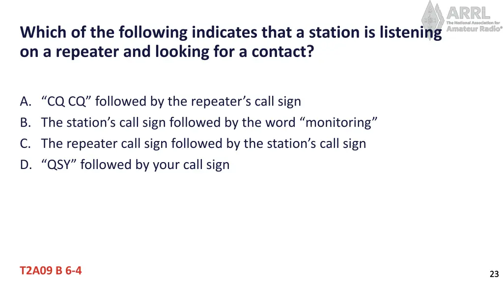 which of the following indicates that a station