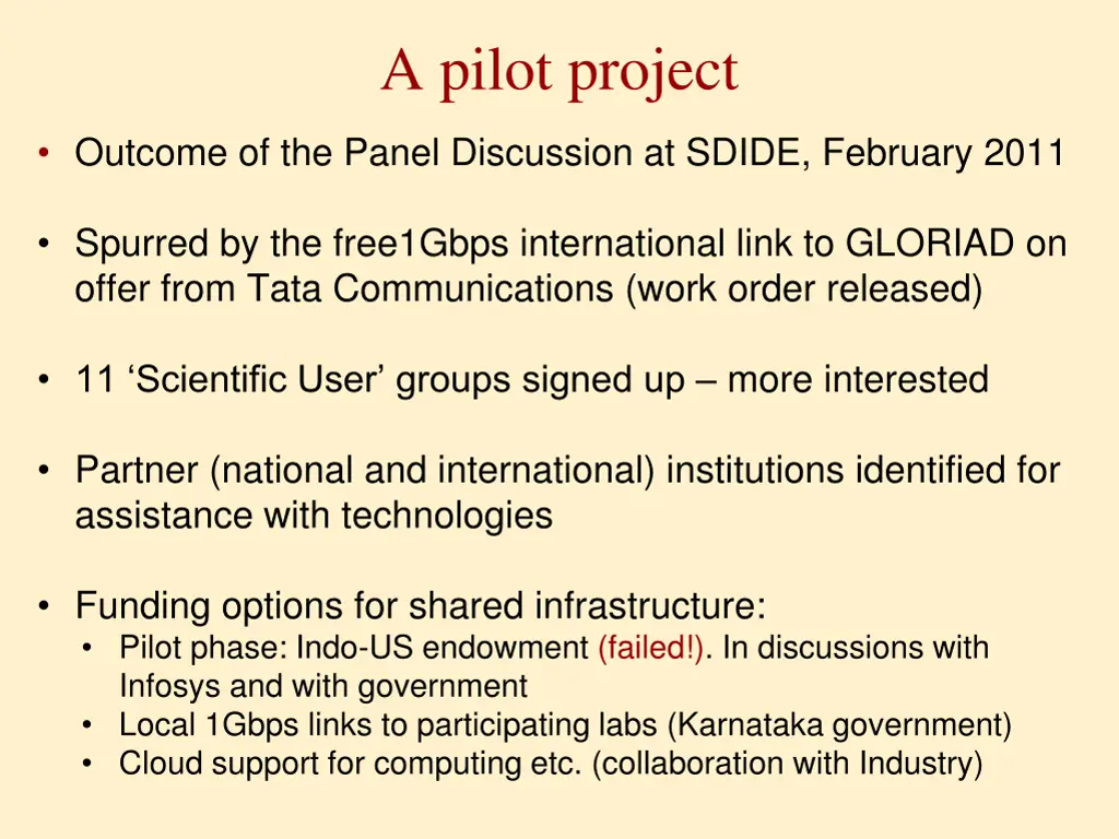 a pilot project