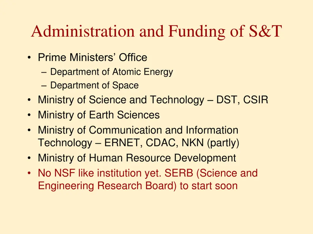 administration and funding of s t
