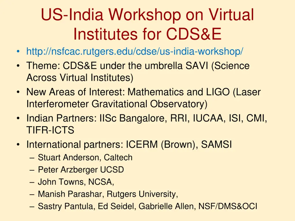 us india workshop on virtual institutes