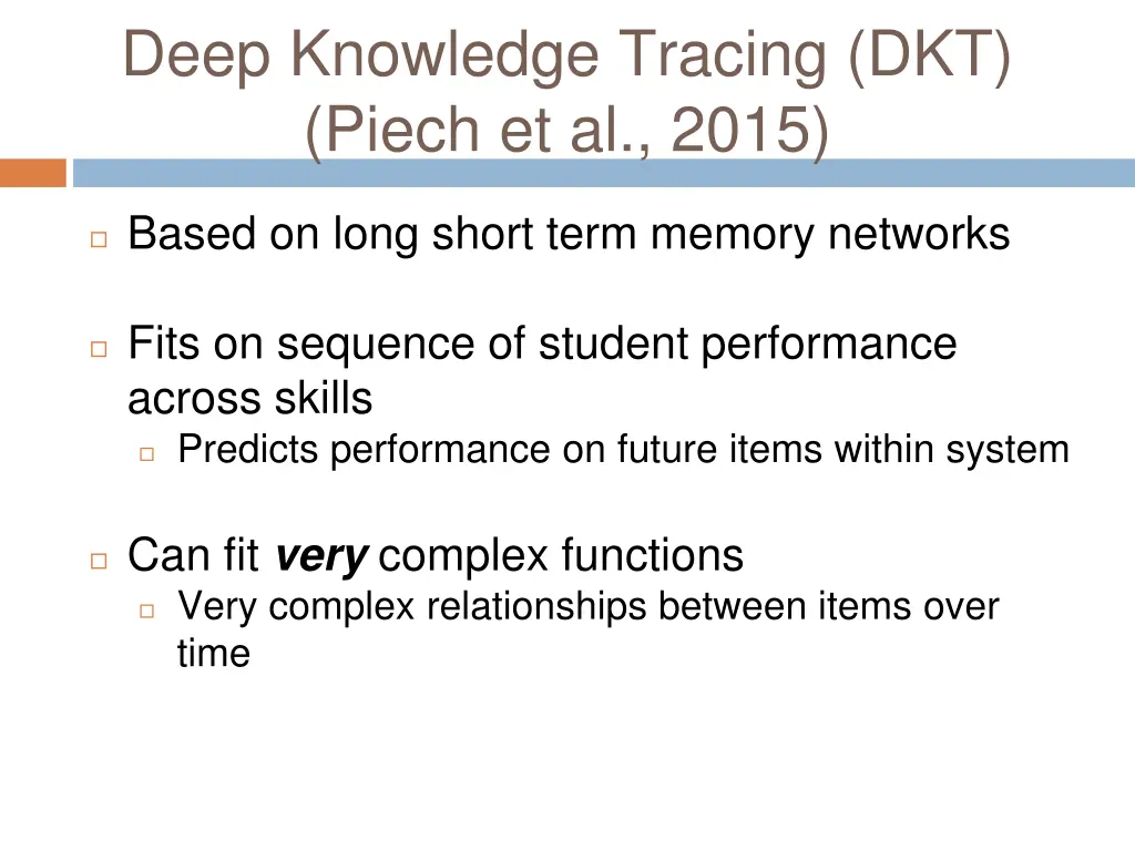 deep knowledge tracing dkt piech et al 2015