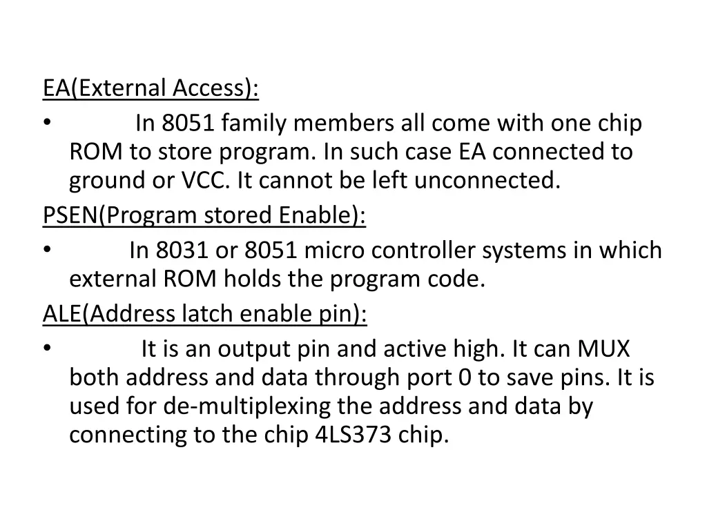 ea external access in 8051 family members