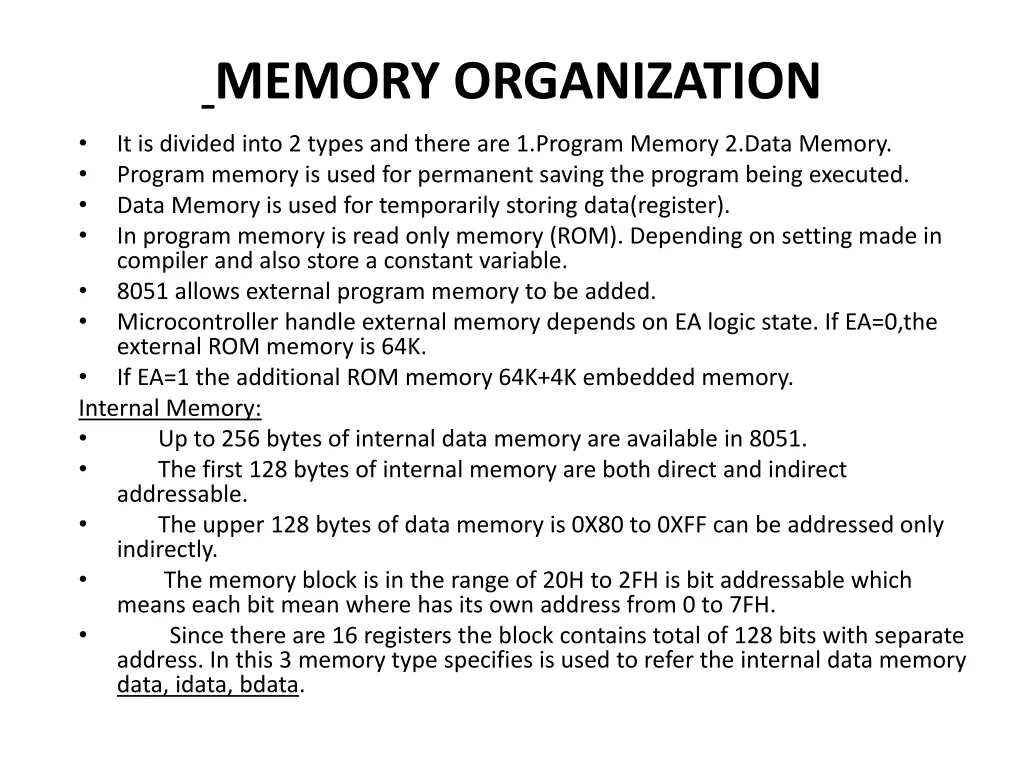 memory organization