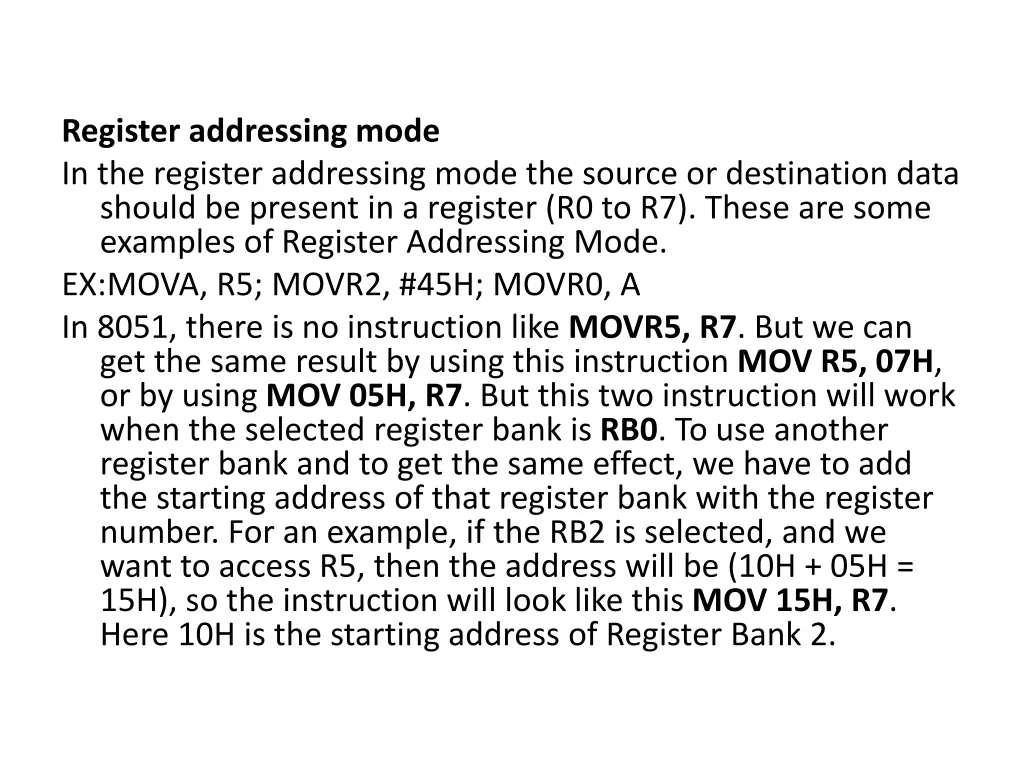 register addressing mode in the register