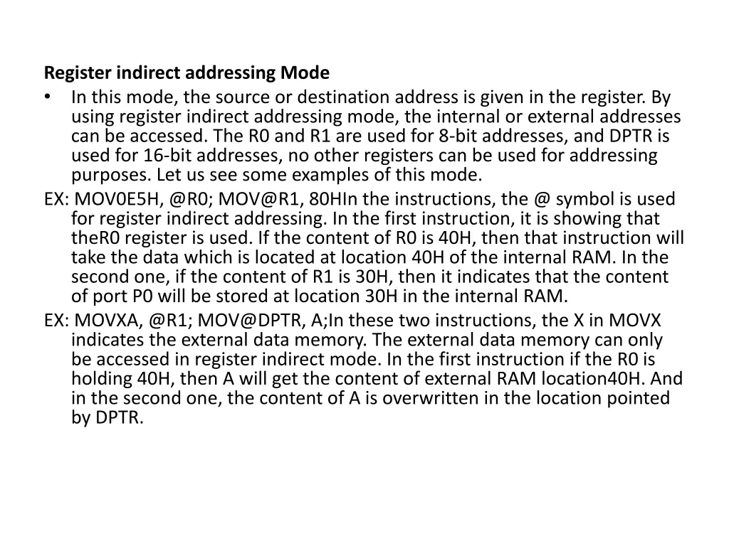 register indirect addressing mode in this mode