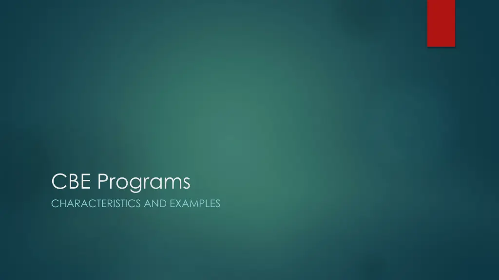 cbe programs characteristics and examples