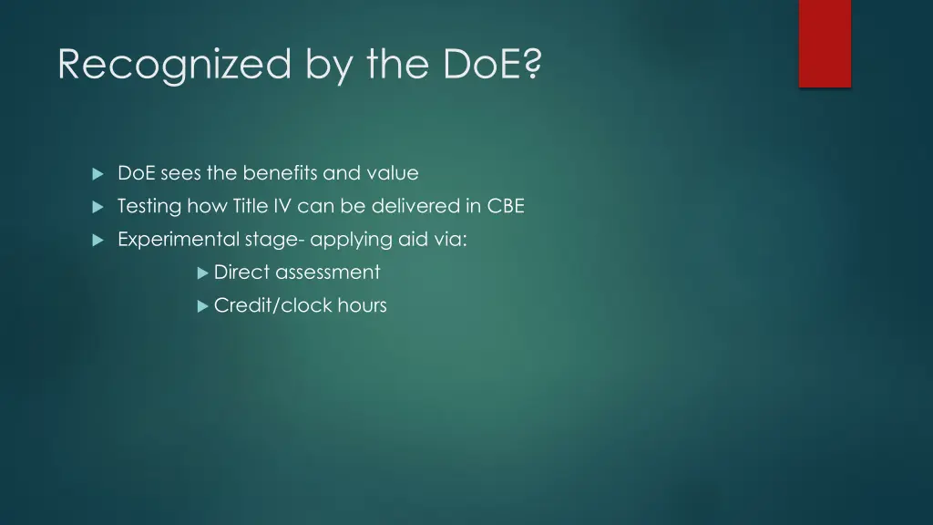 recognized by the doe