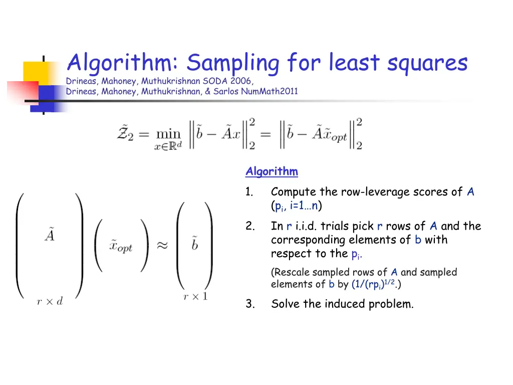 algorithm sampling for least squares drineas