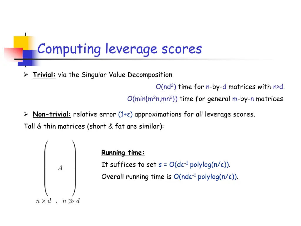computing leverage scores 1