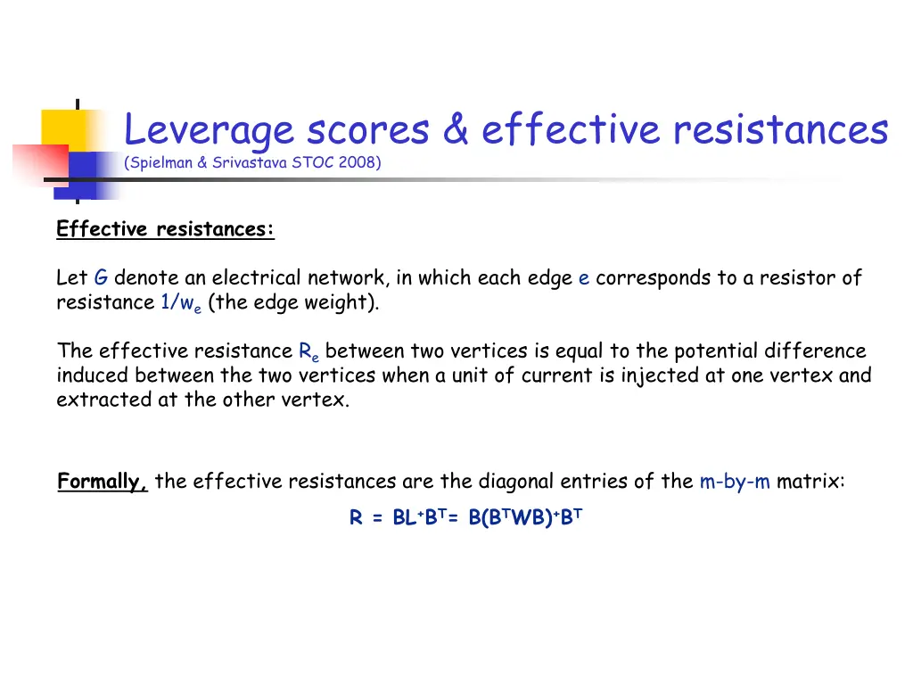 leverage scores effective resistances spielman 1