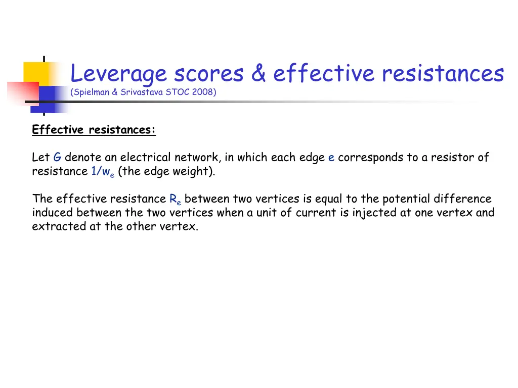 leverage scores effective resistances spielman