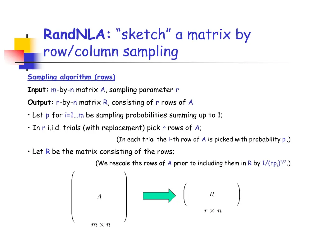 randnla sketch a matrix by row column sampling