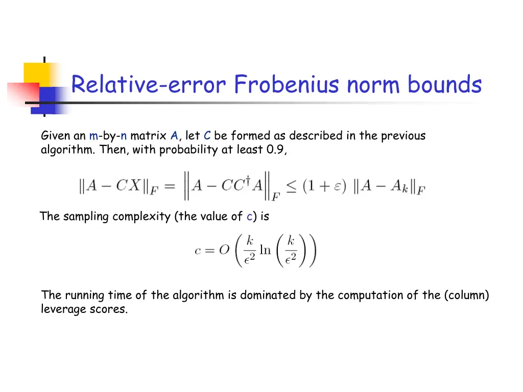 relative error frobenius norm bounds