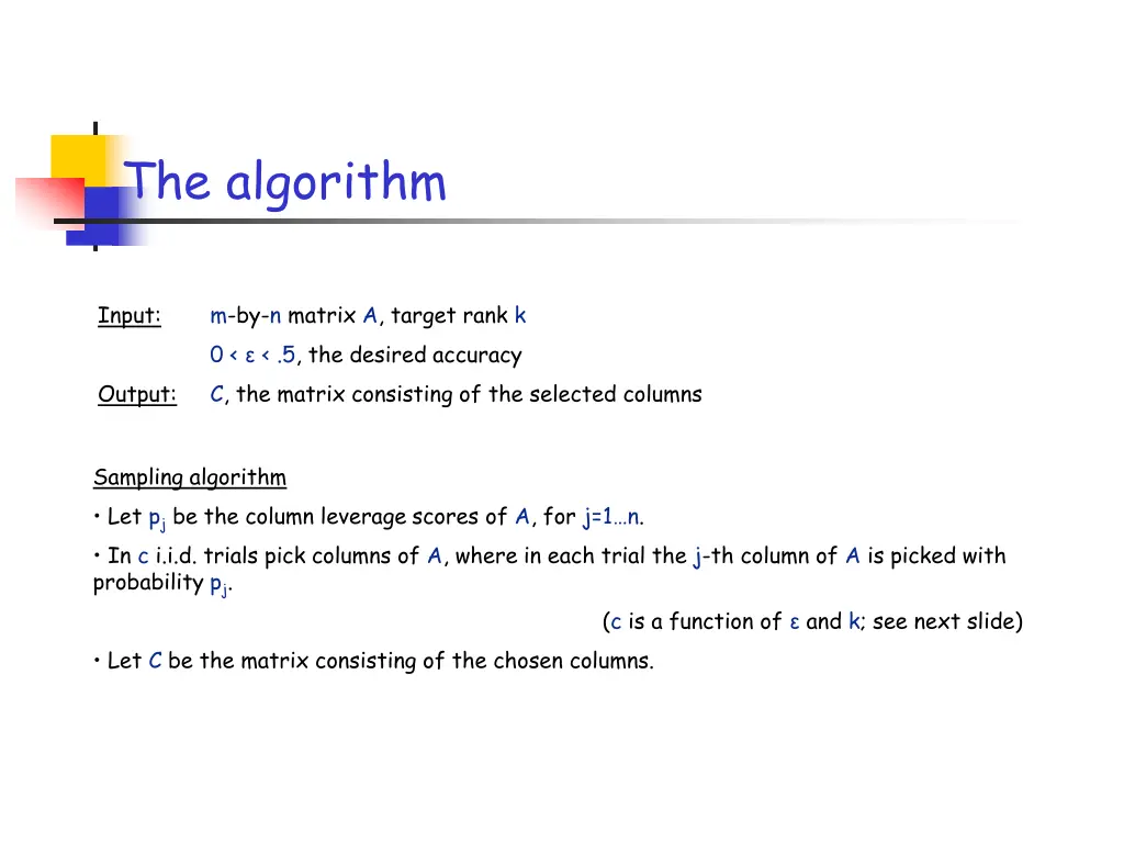 the algorithm