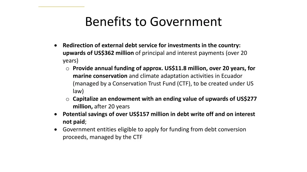 benefits to government