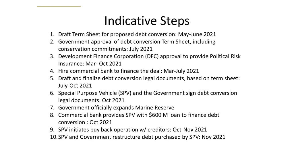 indicative steps