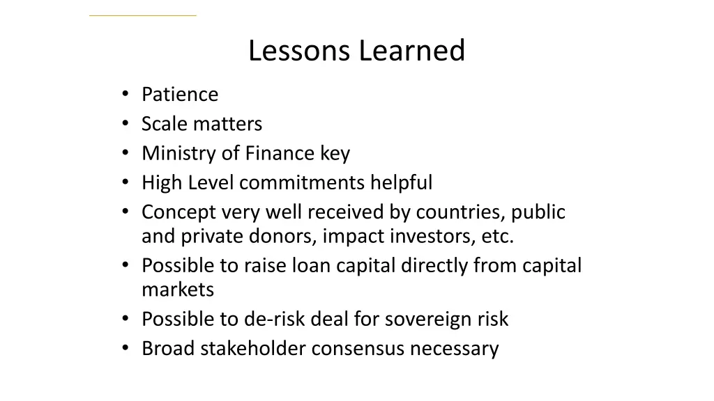 lessons learned