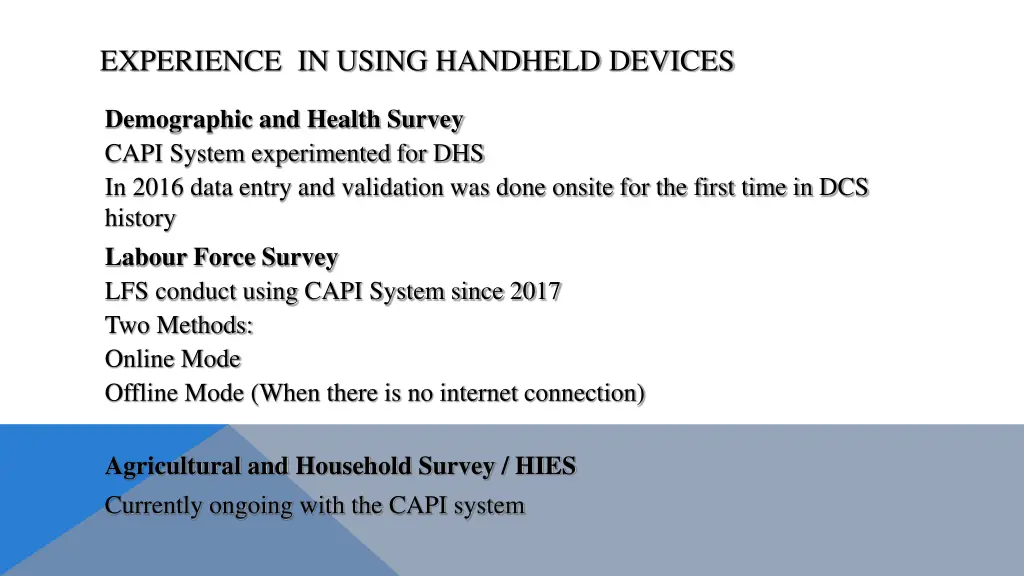 experience in using handheld devices