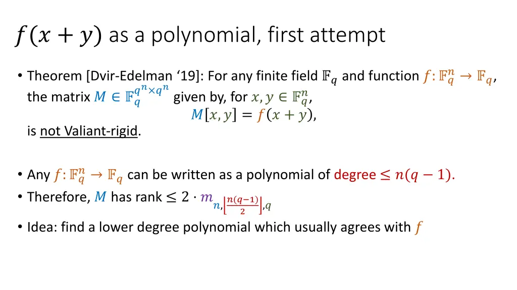 as a polynomial first attempt