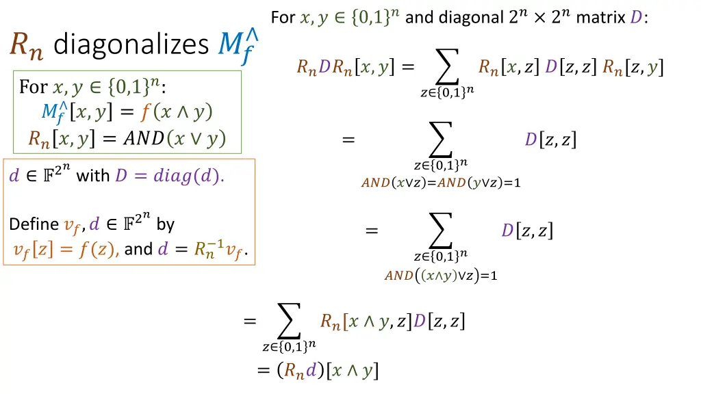 for 0 1 and diagonal 2 2 matrix