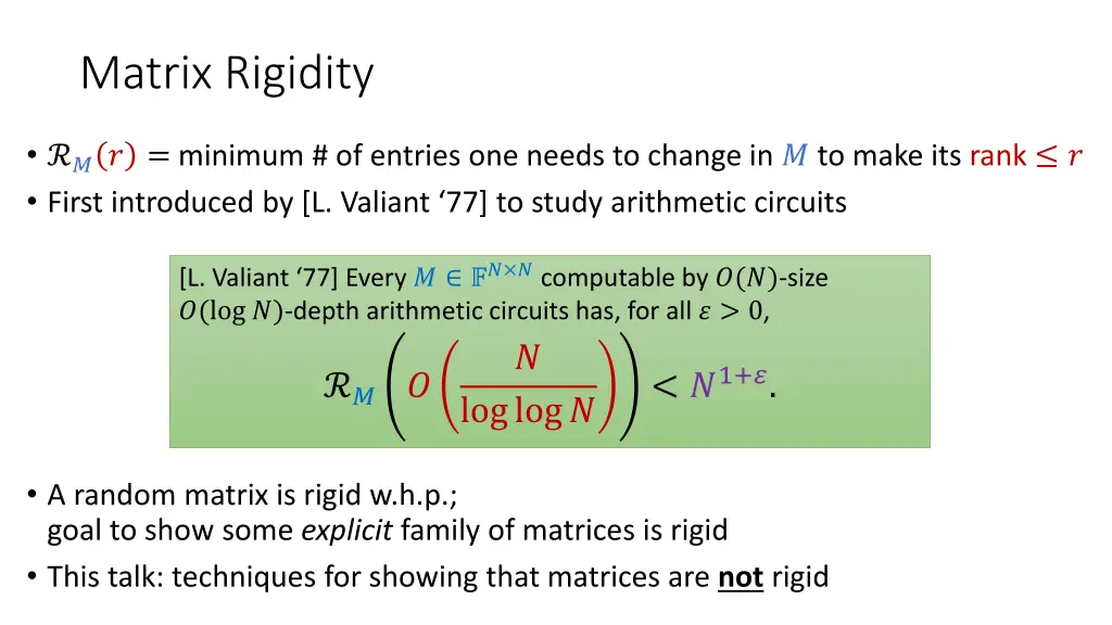 matrix rigidity 1