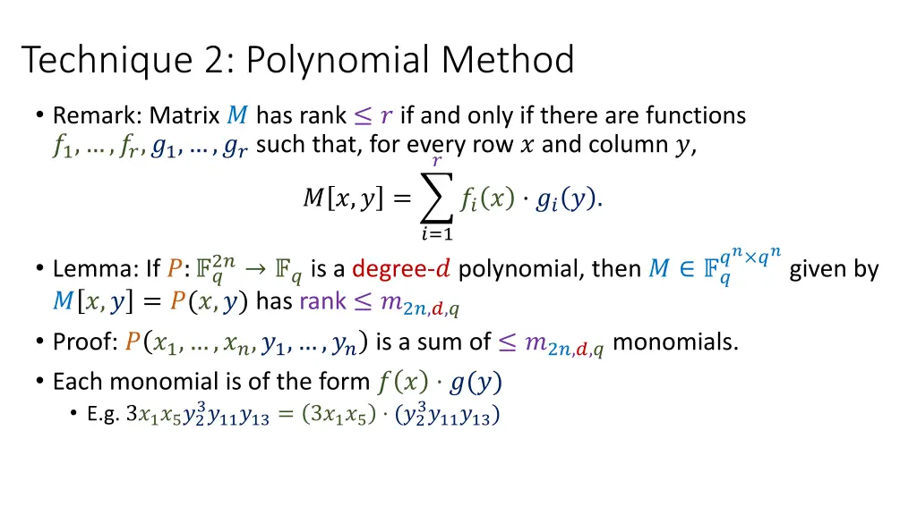 technique 2 polynomial method 1