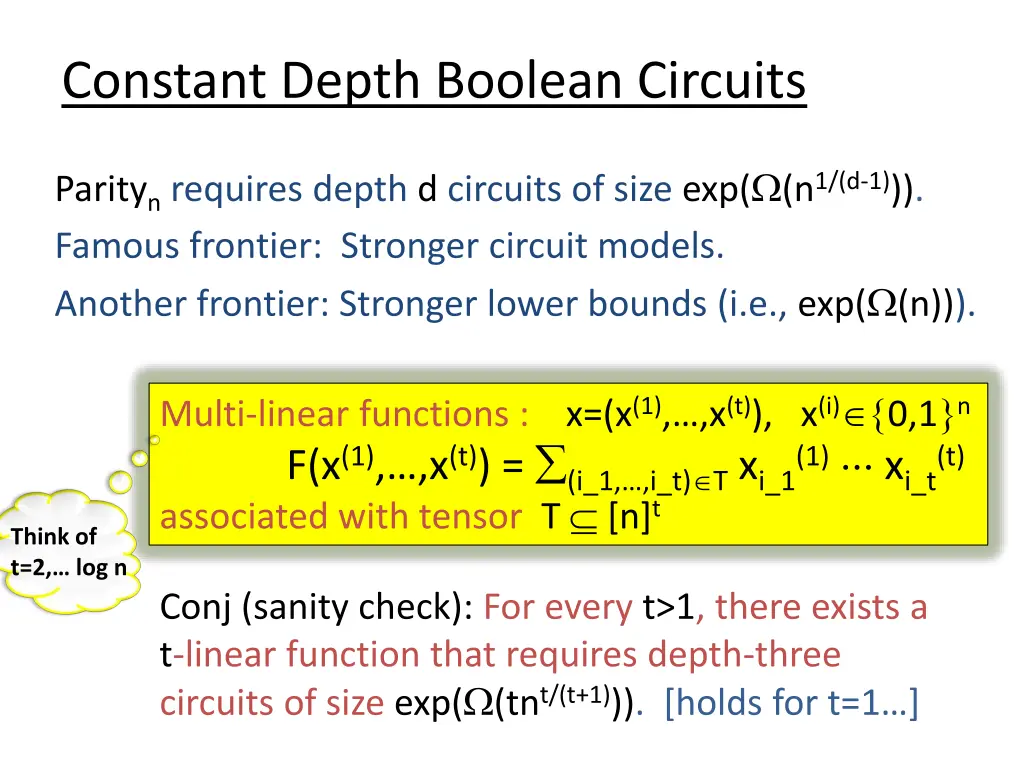 constant depth boolean circuits 1